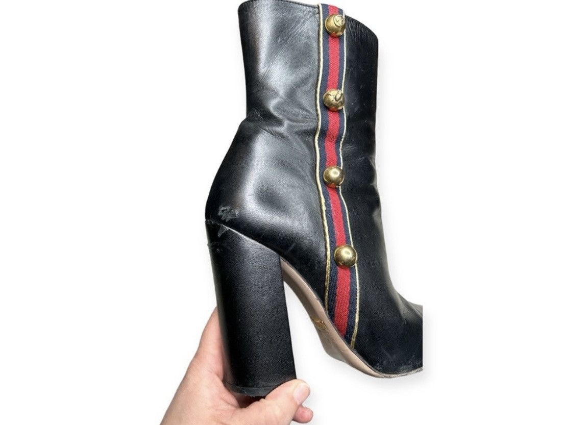 Gucci GUCCI Carly Sylvie Web Stripe Black Ankle Boots EU 38 US 8 Size US 8 / IT 38 - 7 Thumbnail