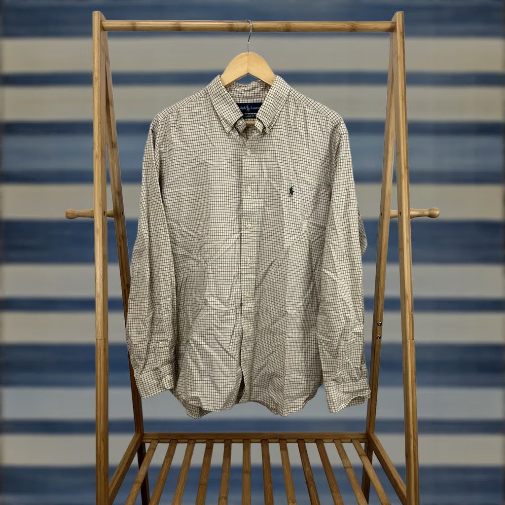 Ralph Lauren Ralph Lauren Men's Button-Down Long Sleeve Shirt XL Beige Pony Checkered Shirt Mens XL Button-Up Shirt Size US XL / EU 56 / 4 - 1 Thumbnail
