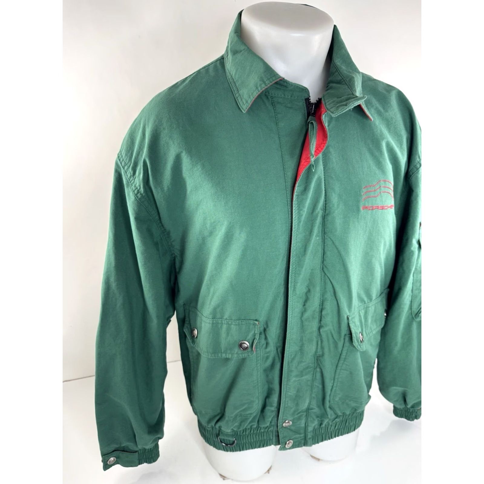 Vintage PORSCHE Evolution Crown Embroidered Vintage Mens L Jacket Green Size L Jacket Mens Vintage Embroidered Porsche Evolution Crown Size US L / EU 52-54 / 3 - 2 Thumbnail