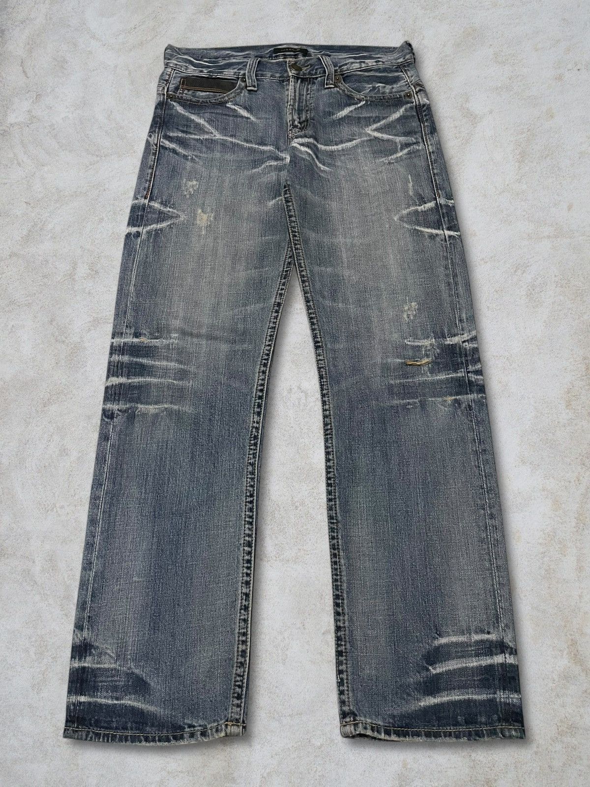 Undercover Vintage Japanese Whisker Wash Buckle Back Ripped Loose Jeans Size US 32 / EU 48 - 1 Thumbnail