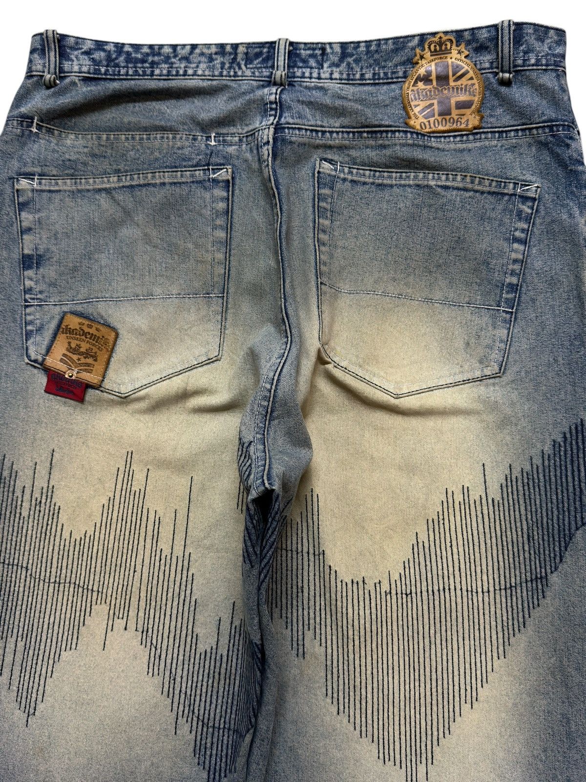 Akademiks Vintage Y2K Akademiks Faded Wash Boro Sashiko Wide Leg Baggy Size US 38 / EU 54 - 5 Thumbnail