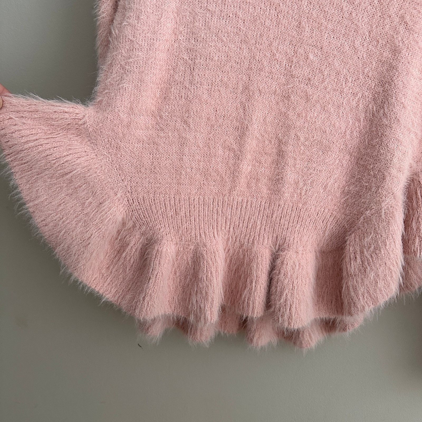 English Factory English Factory Pink Peplum Ruffle Sweater Fuzzy Knit Top S Size S / US 4 / IT 40 - 5 Thumbnail