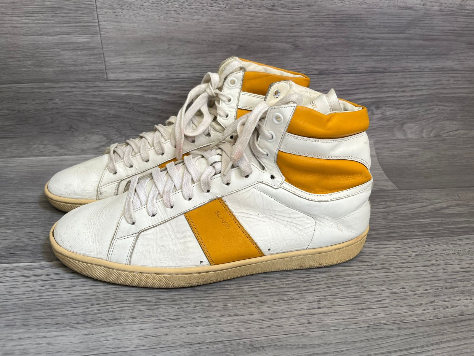 Saint Laurent Paris Saint Laurent SL/02H White Leather Hi-Top Sneakers Sz 43 Size US 10 / EU 43 - 2 Thumbnail