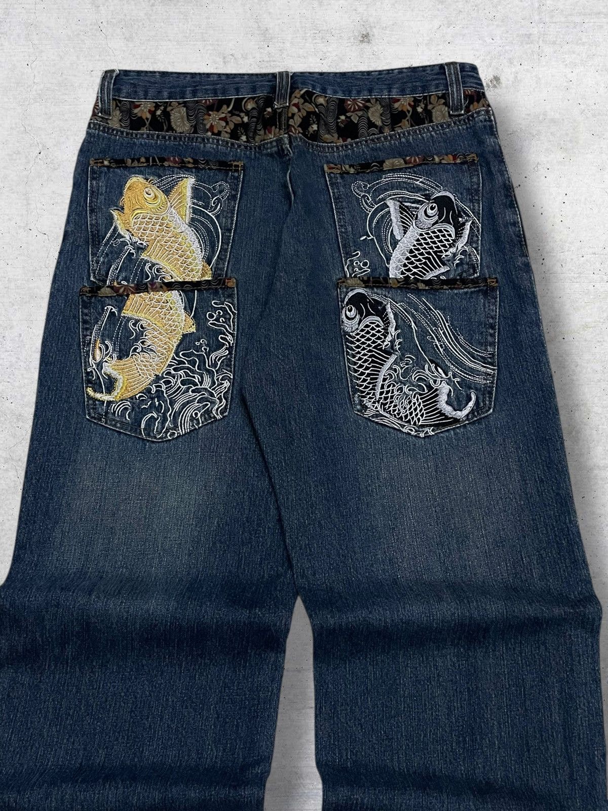 Japanese Brand VINTAGE KOI EMBROIDERED JAPAN DESIGNER KARAKURI TAMASHI 90S Size US 32 / EU 48 - 4 Thumbnail
