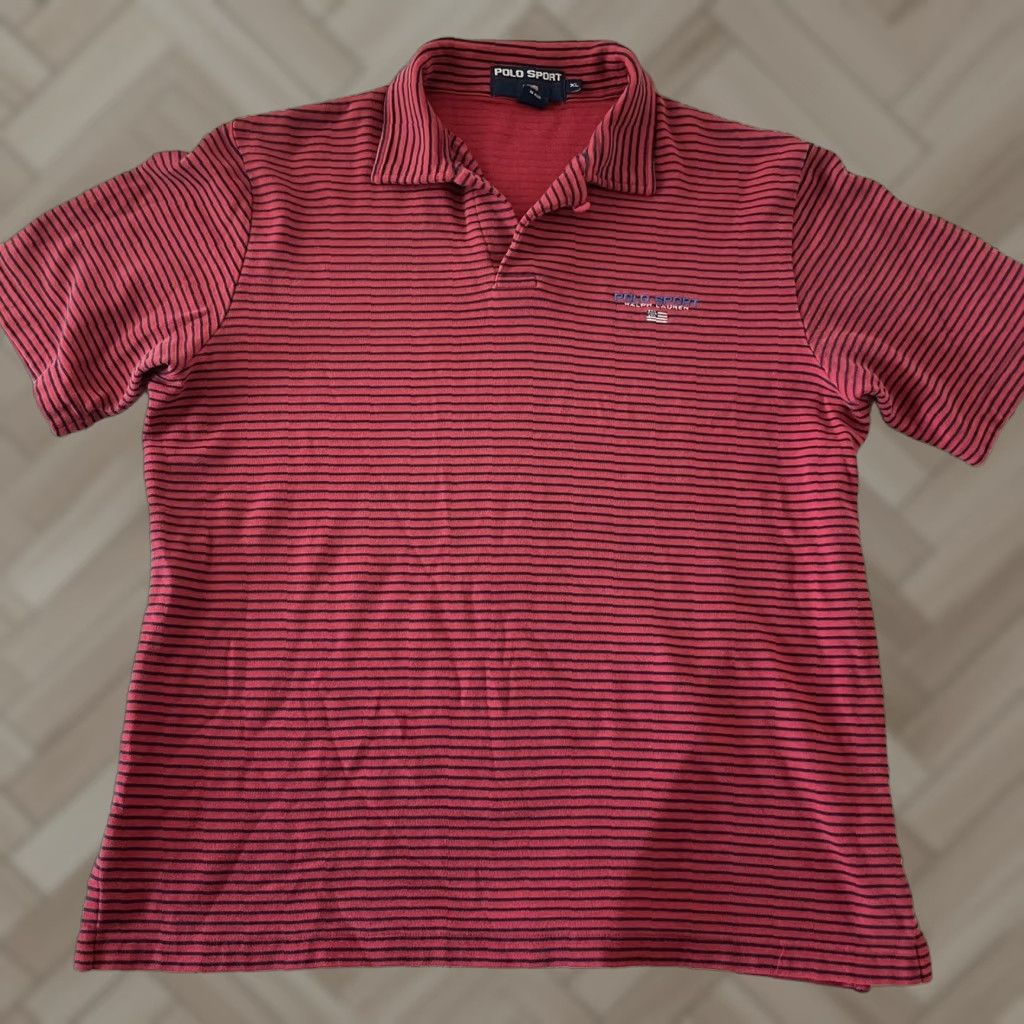 Vintage Polo Sport Ralph Lauren Short Sleeve Striped Polo Shirt Men's XL Red Size US XL / EU 56 / 4 - 1 Thumbnail