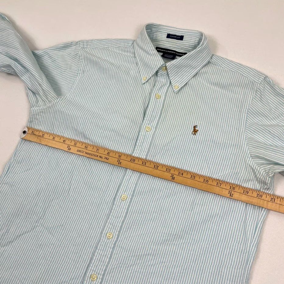 Polo Ralph Lauren VTG Ralph Lauren Sport Shirt Unisex Adults Medium White Blue Striped Button-Up Collared Flesh Pony Size US M / EU 48-50 / 2 - 5 Thumbnail