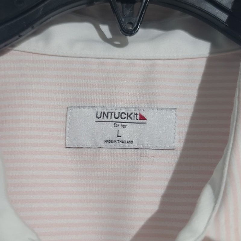 UNTUCKit UnTUCKit Clara Pink and White Stripe Tie Waist Button Shirt Size L / US 10 / IT 46 - 3 Thumbnail