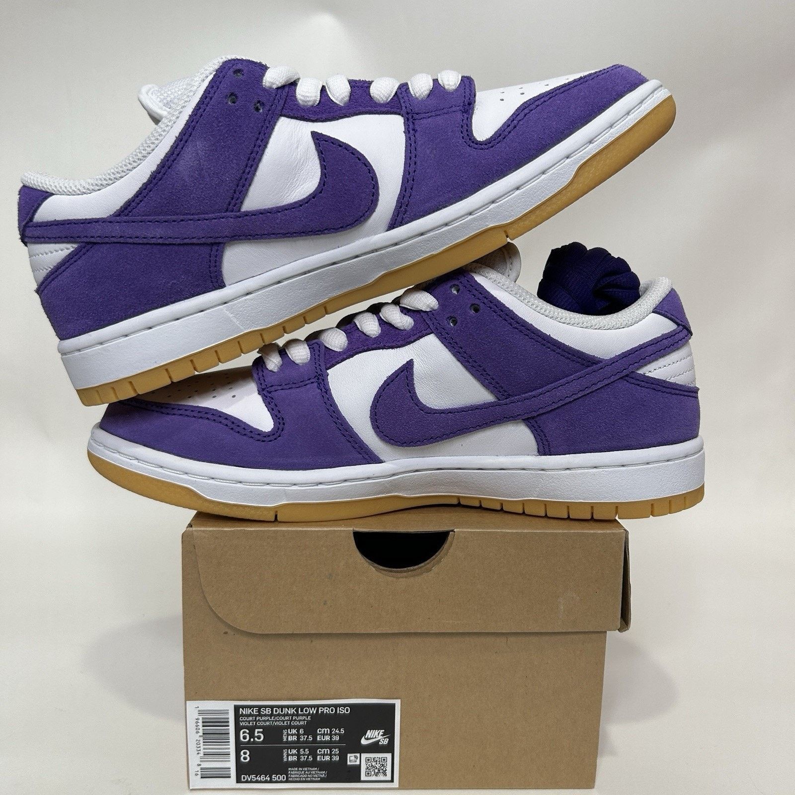 Nike Nike SB Dunk Low Pro ISO Orange Label “Court Purple Gum” Size US 6.5 / EU 39-40 - 3 Thumbnail