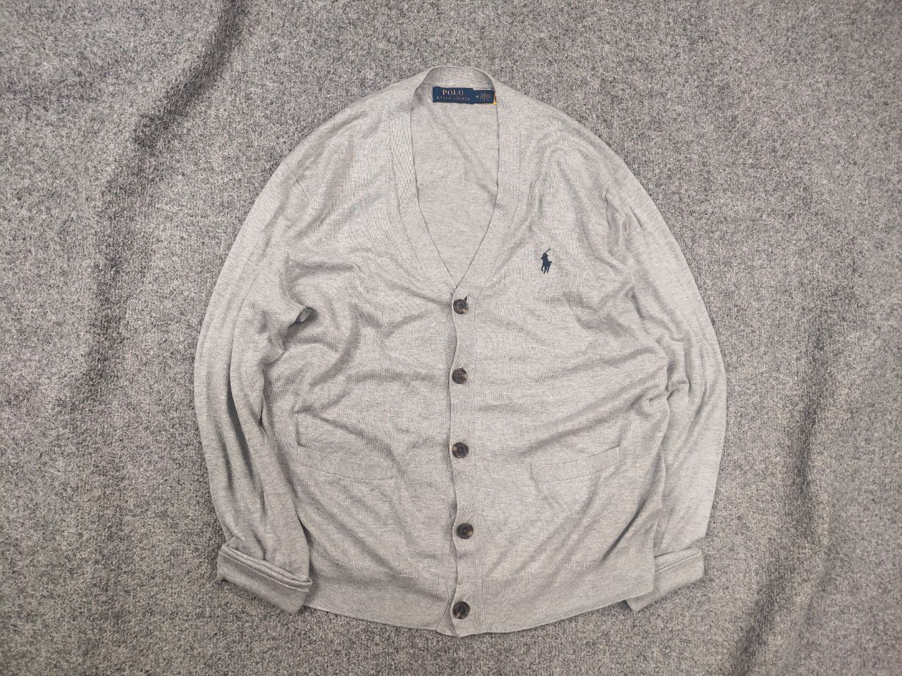 Polo Ralph Lauren Polo Ralph Lauren cotton Light Gray cardigan Sweater Vintage Size US M / EU 48-50 / 2 - 2 Thumbnail