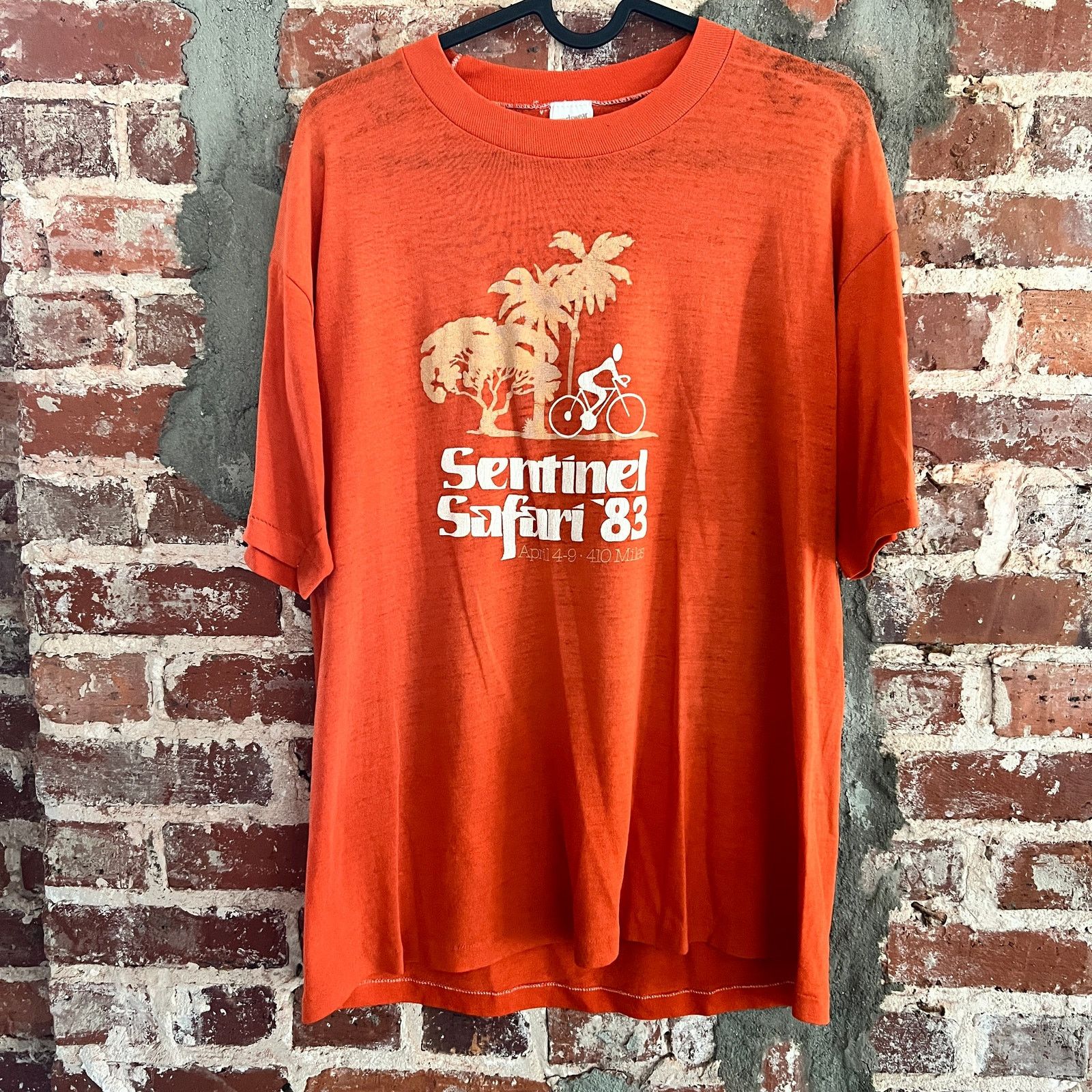 Vintage VTG 80s Sentinel Safari Cycling Paper Thin T-Shirt L 22x27 Size US L / EU 52-54 / 3 - 1 Thumbnail