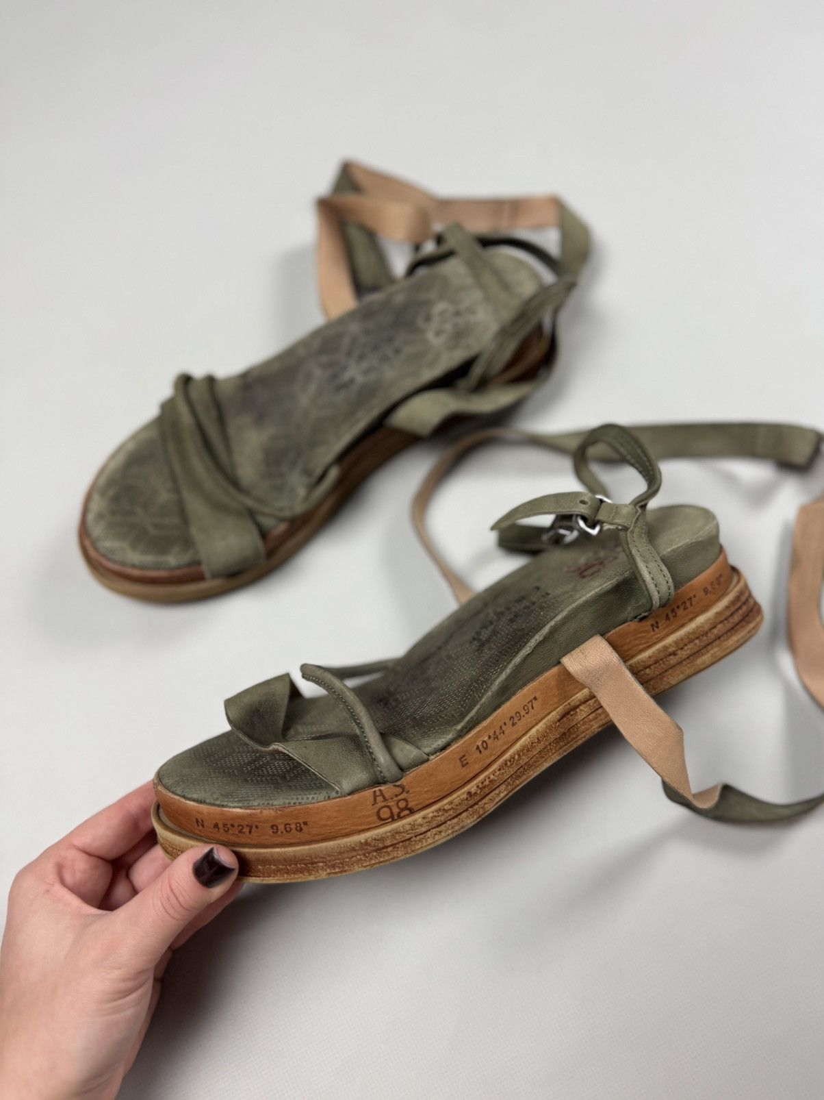 A.S.98 A.S. 98 Airstep Lagos Leather Strappy Platform Sandals Size US 11 / IT 41 - 14 Thumbnail