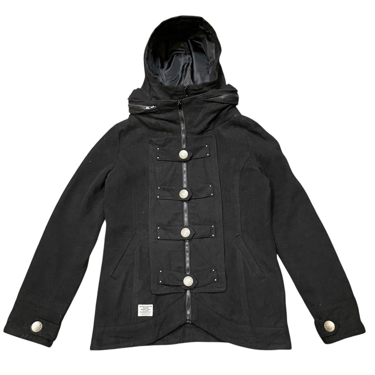 PPFM BACKS Seven Loveless Black Jacket, Black Hooded Coat Size US M / EU 48-50 / 2 - 1 Thumbnail