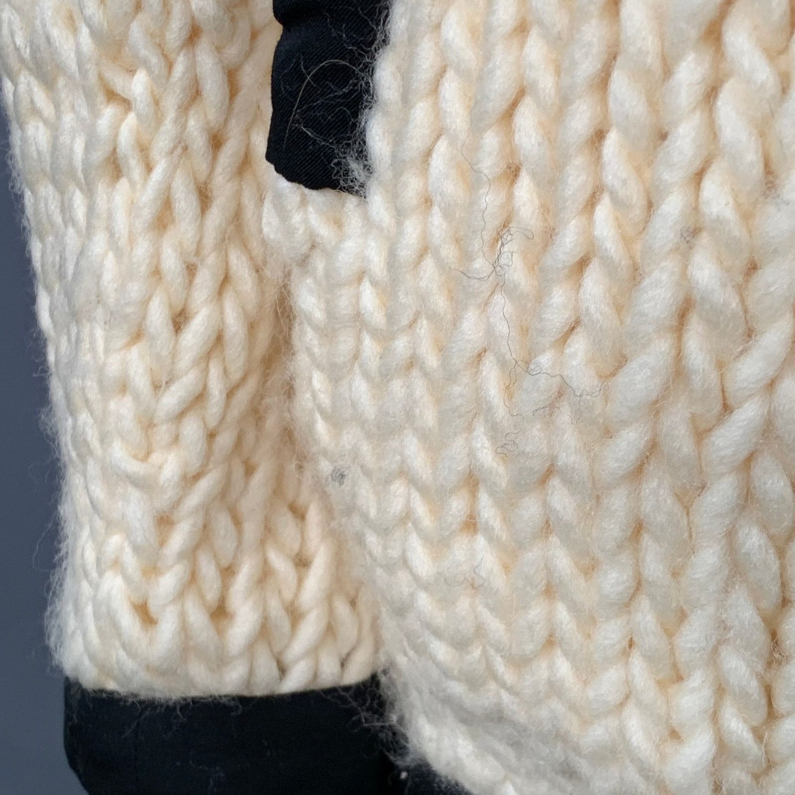 Yohji Yamamoto YOHJI YAMAMOTO L Cream Black Wool Contrast Trim Cardigan Size L / US 10 / IT 46 - 6 Thumbnail