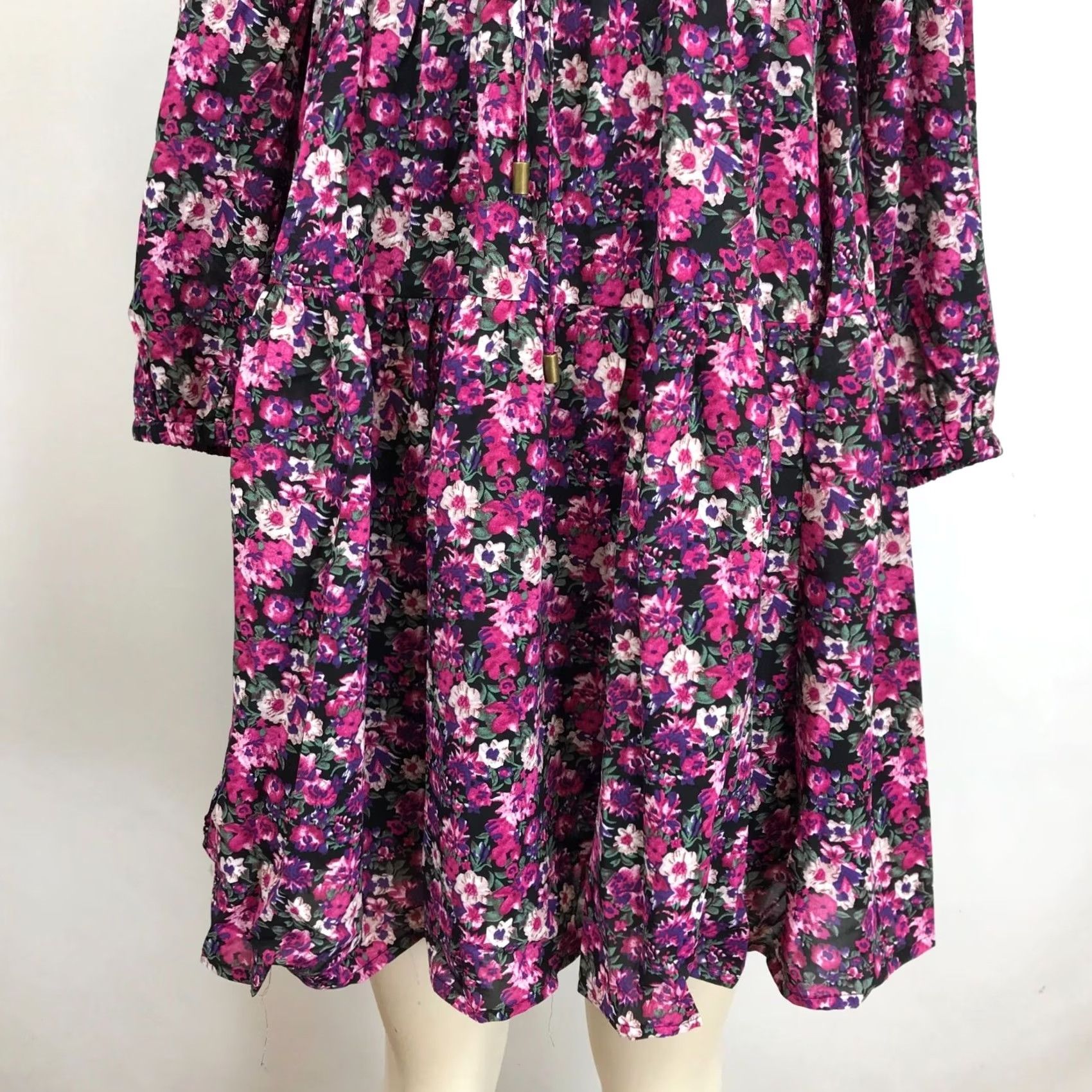 Vintage ENTRO Dress Women's Small Floral Long Sleeve Shift Polyester Ties At Neck Size S / US 4 / IT 40 - 3 Thumbnail