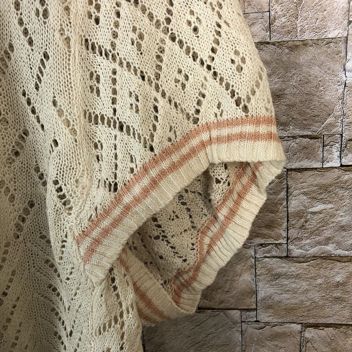 Homespun Knitwear × Japanese Brand × Vintage Japan vintage crochet meshnet Brown Knitwear #A756 Size M / US 6-8 / IT 42-44 - 8 Thumbnail