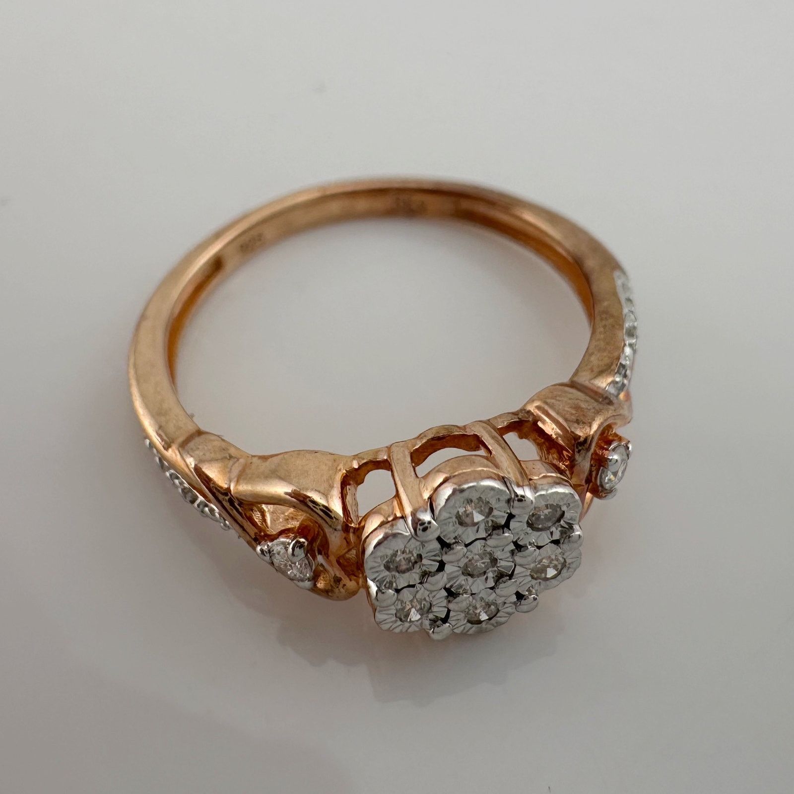 Other Two Tone Diamond Cluster Ring with Hearts on sides - size 7 Size ONE SIZE - 10 Thumbnail