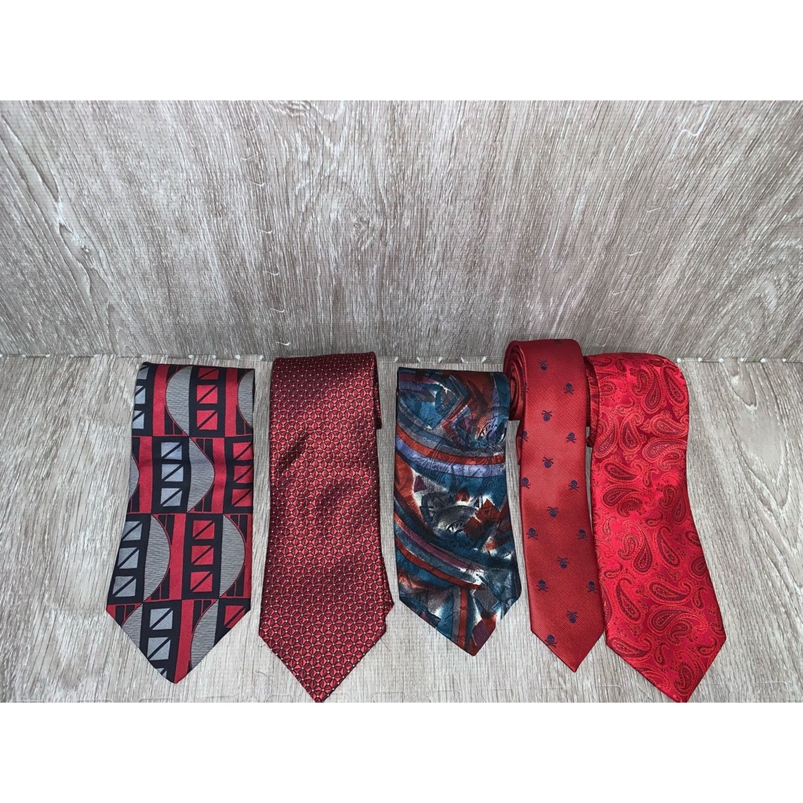 The Unbranded Brand Silk Tie Collection Set of 5 Geometric Designer Men's Ties Size ONE SIZE - 1 Thumbnail