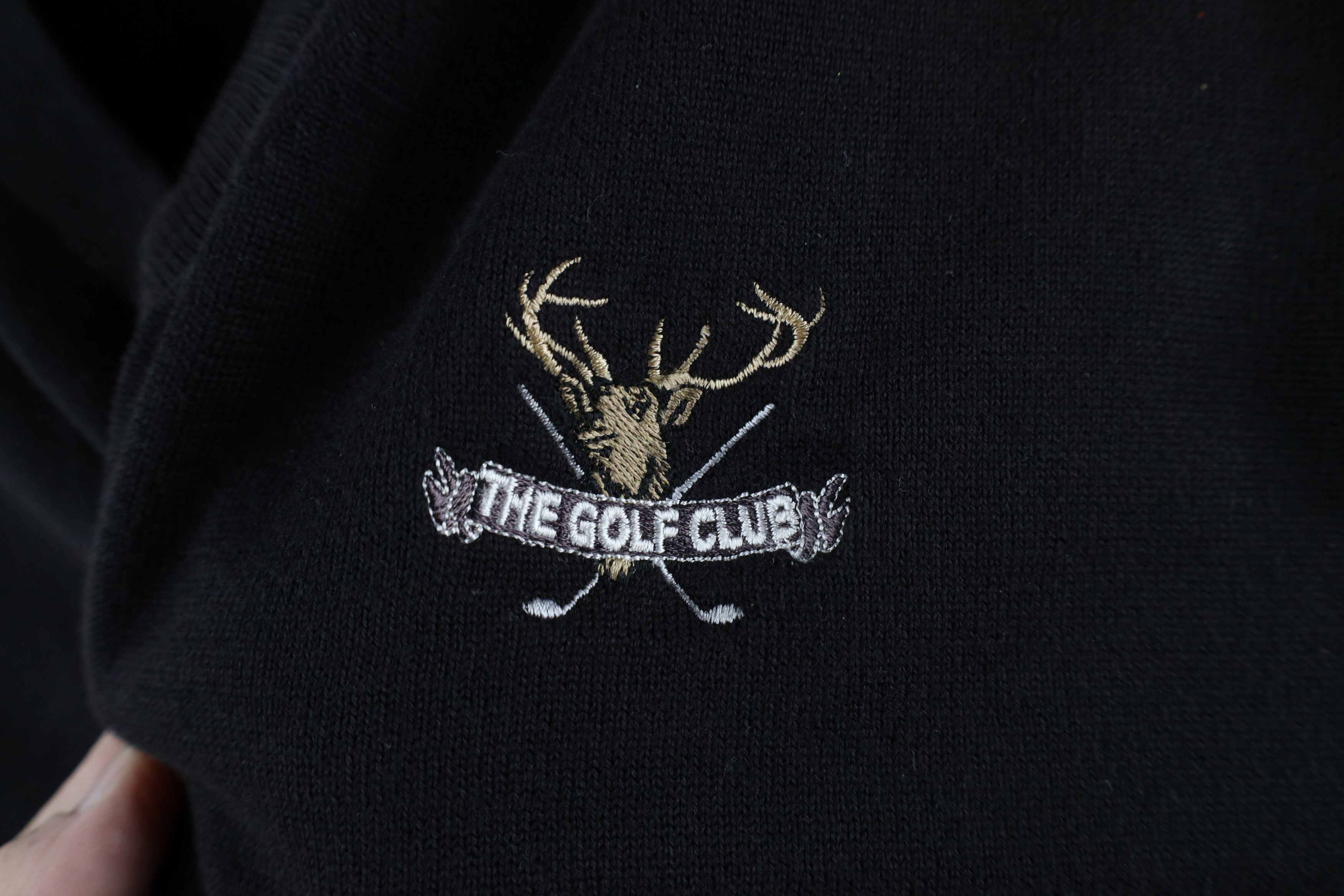 Vintage Vintage 90s Spell Out The Golf Club Knit Sweater Vest Black Size US XL / EU 56 / 4 - 4 Thumbnail