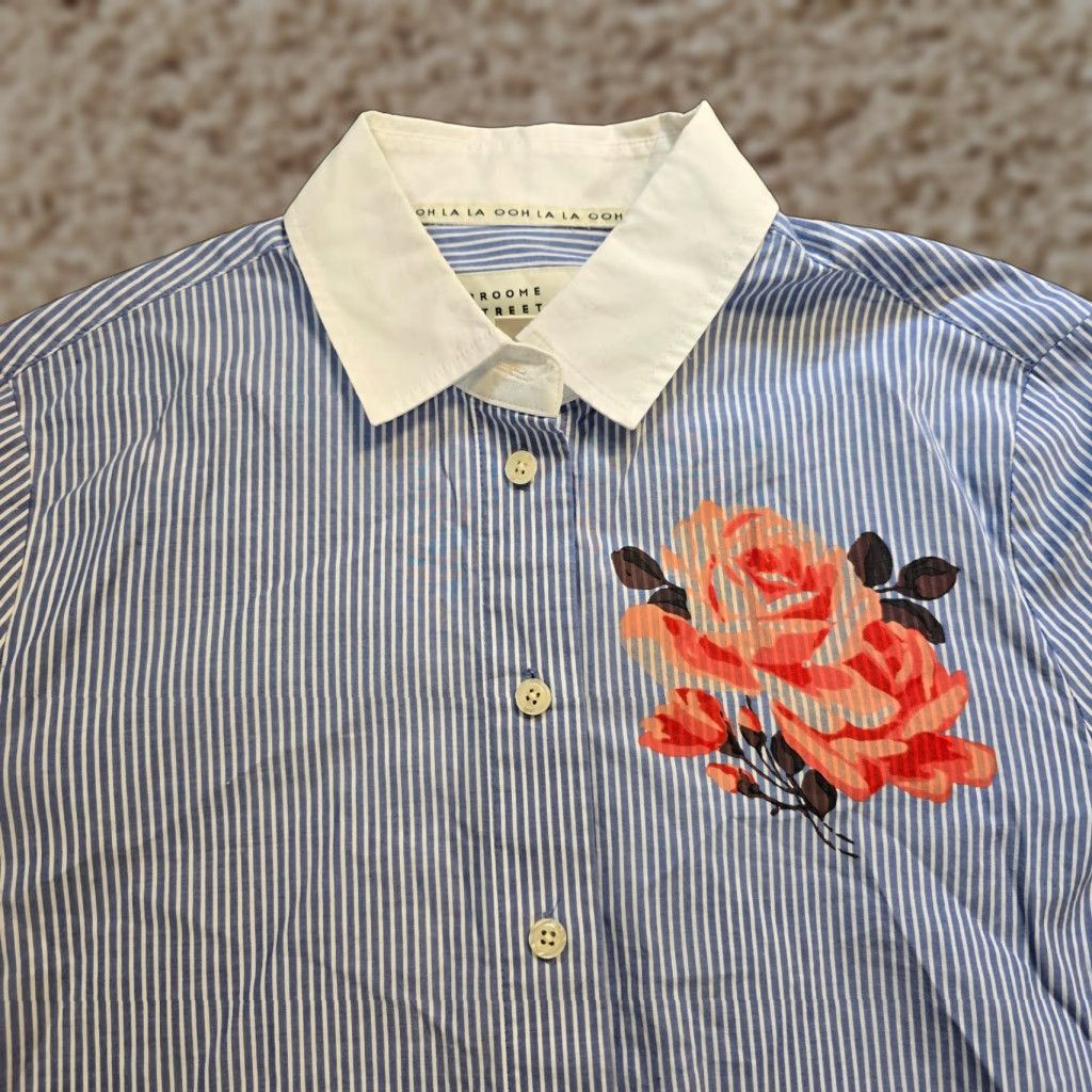 Vintage kate spade new york Blouse Women XS Blue Striped Rose Floral Career Size XS / US 0-2 / IT 36-38 - 1 Thumbnail
