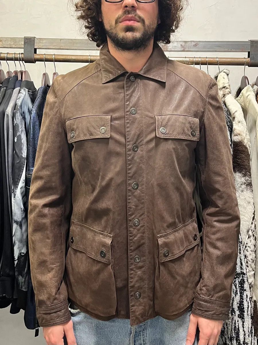 Emporio Armani SS2003 Emporio Armani Brown Leather Buttoned Jacket Size US M / EU 48-50 / 2 - 3 Thumbnail