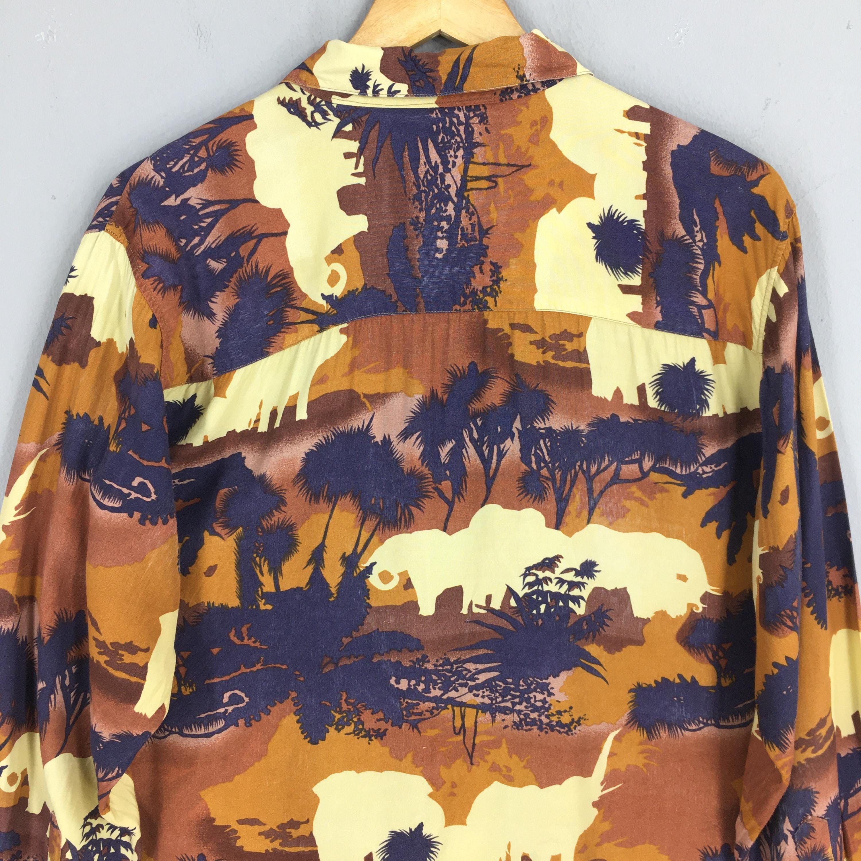 Flannel × Vintage Vintage 80s Jungle Abstract Rayon Shirt Large Size US L / EU 52-54 / 3 - 8 Thumbnail