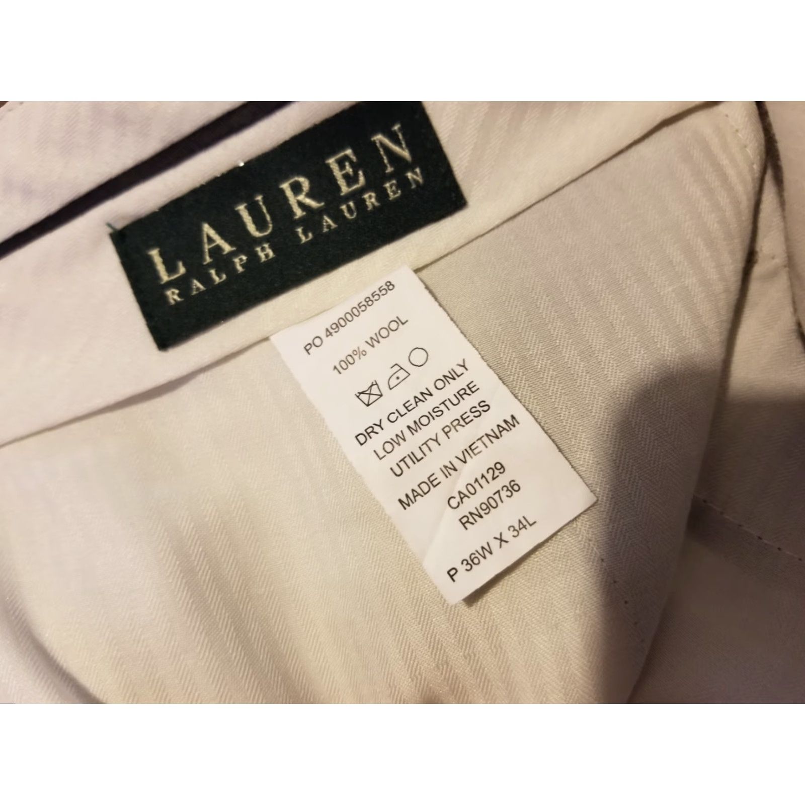 Polo Ralph Lauren Polo Ralph Lauren Pants Dress Pants 36x34 Khaki Beige Straight Front Wool Cotton Mens Slack Chino Trousers Size US M / EU 48-50 / 2 - 4 Thumbnail