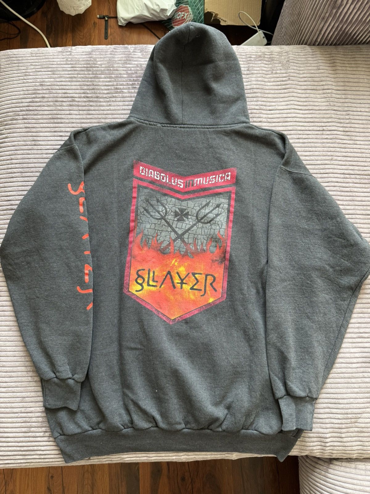 Band Tees Rare Vintage 90s Slayer Diabolus Musica Metal Band Hoodie Xl Size US XL / EU 56 / 4 - 2 Thumbnail
