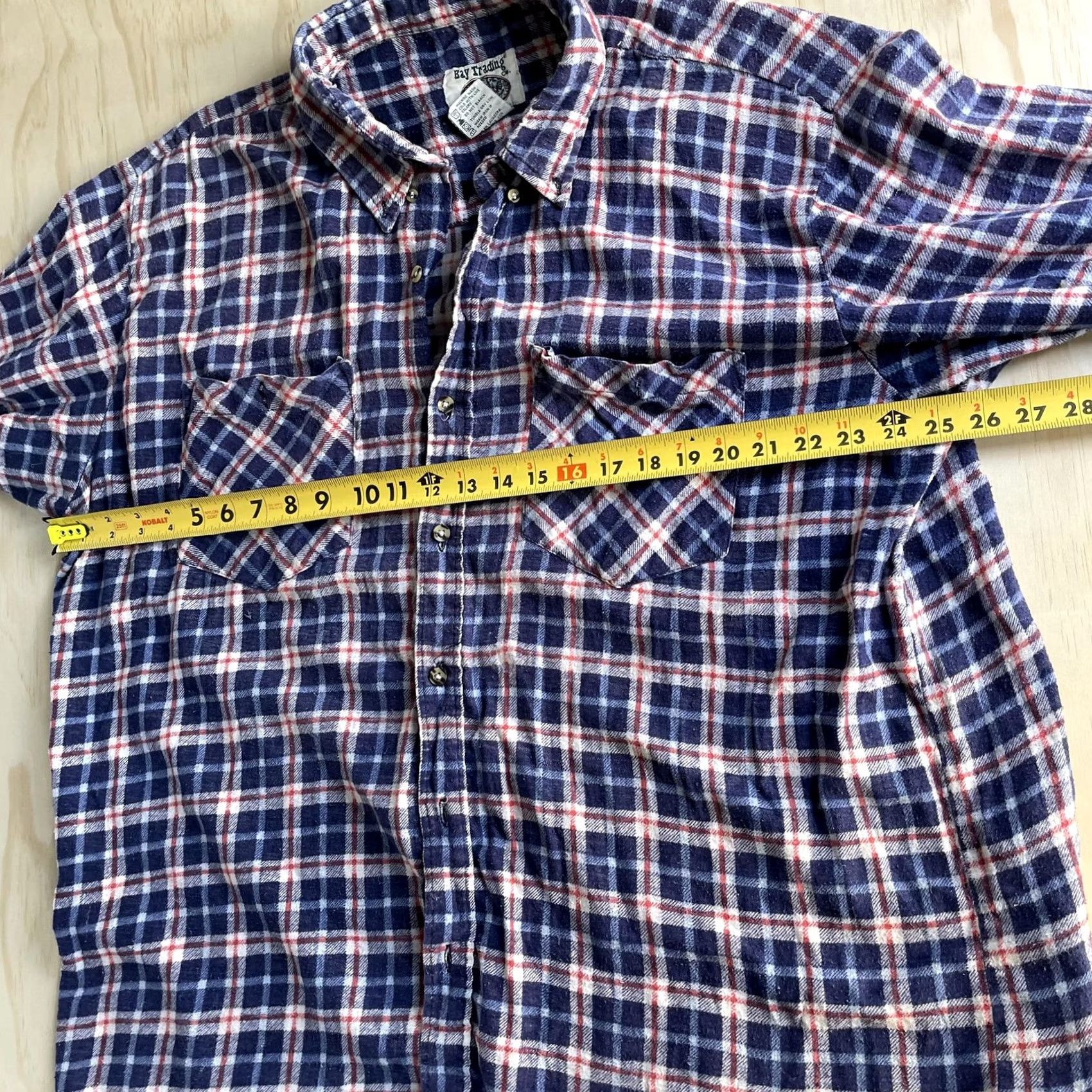 Vintage Bay Trading Co Shirt Mens 2XL Blue Plaid Flannel Long Sleeve Button Up Workwear Size US XXL / EU 58 / 5 - 6 Thumbnail