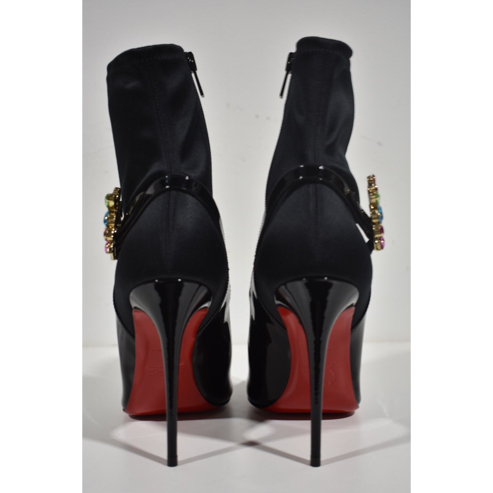 Christian Louboutin Christian Louboutin Jessie Booty Joli 100 Black Patent Satin Size US 8 / IT 38 - 12 Thumbnail