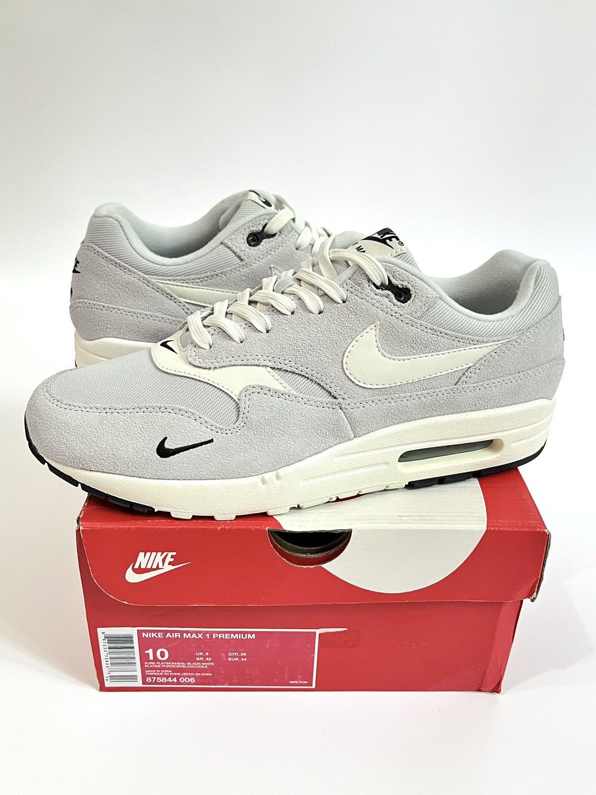 Nike Nike Air Max 1 87 Mini Swoosh “Pure Platinum” Size US 10 / EU 43 - 14 Thumbnail