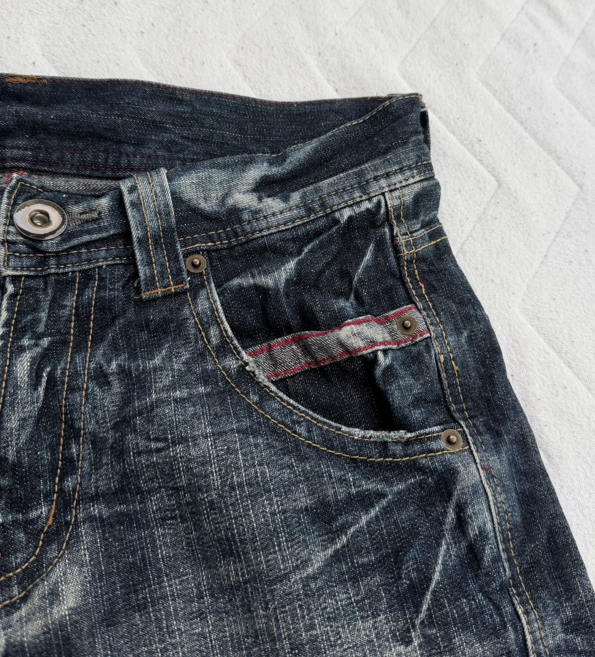 Japanese Brand Japanese Denim Distressed Faded Jeans Indigo Vintage Wash Size US 32 / EU 48 - 6 Thumbnail