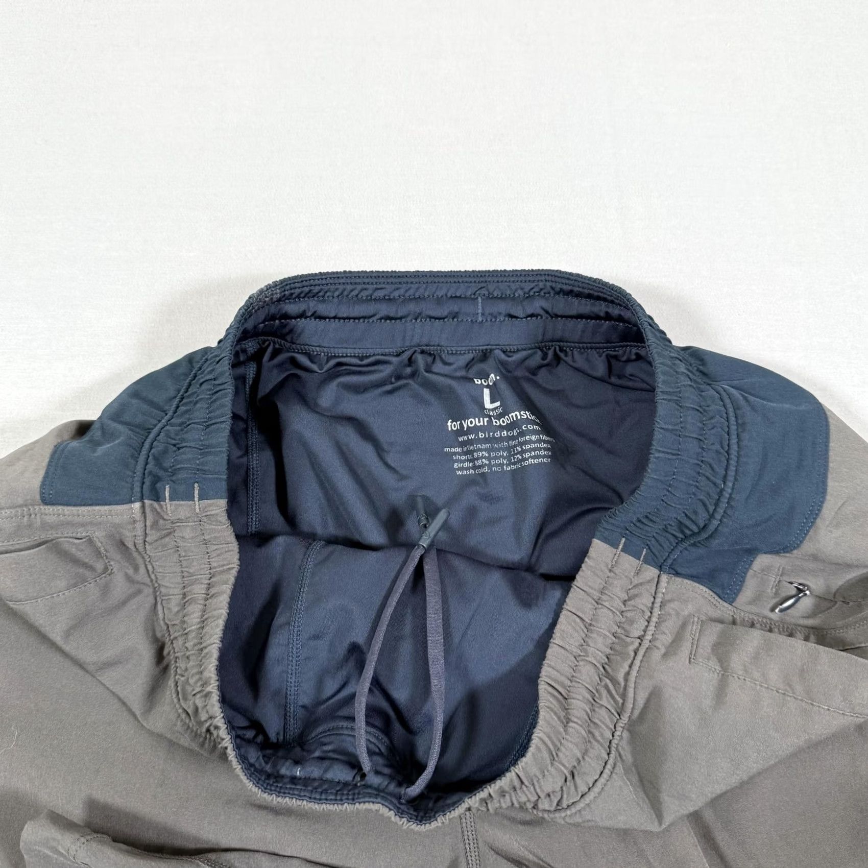Vintage Birddogs Shorts Mens L Gray Lined Athletic Running Gym Performance Stretch Pockets Drawstring Pocket Size US 33 - 6 Thumbnail