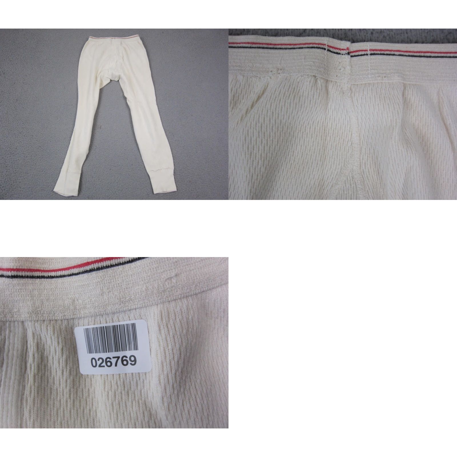 JCPenney VINTAGE JCPenney Thermal Pants Mens M Beige Knit 90s 70s Y2K Long Johns Pull On Compression Size US 31 - 9 Thumbnail