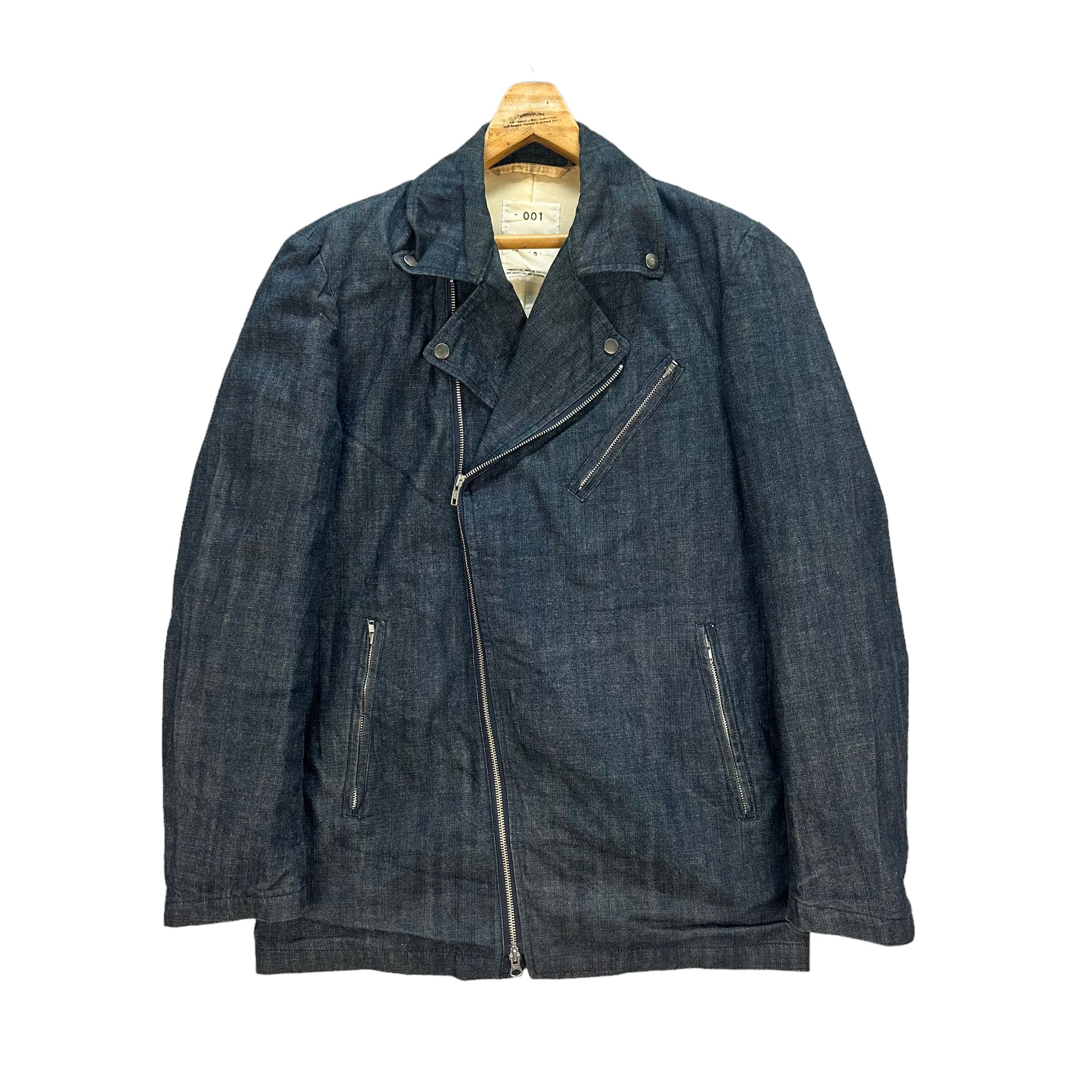 image of No 001 Nude Masahiko Maruyama Double Collar Jacket 7874-187 in Denim, Men's (Size Medium)