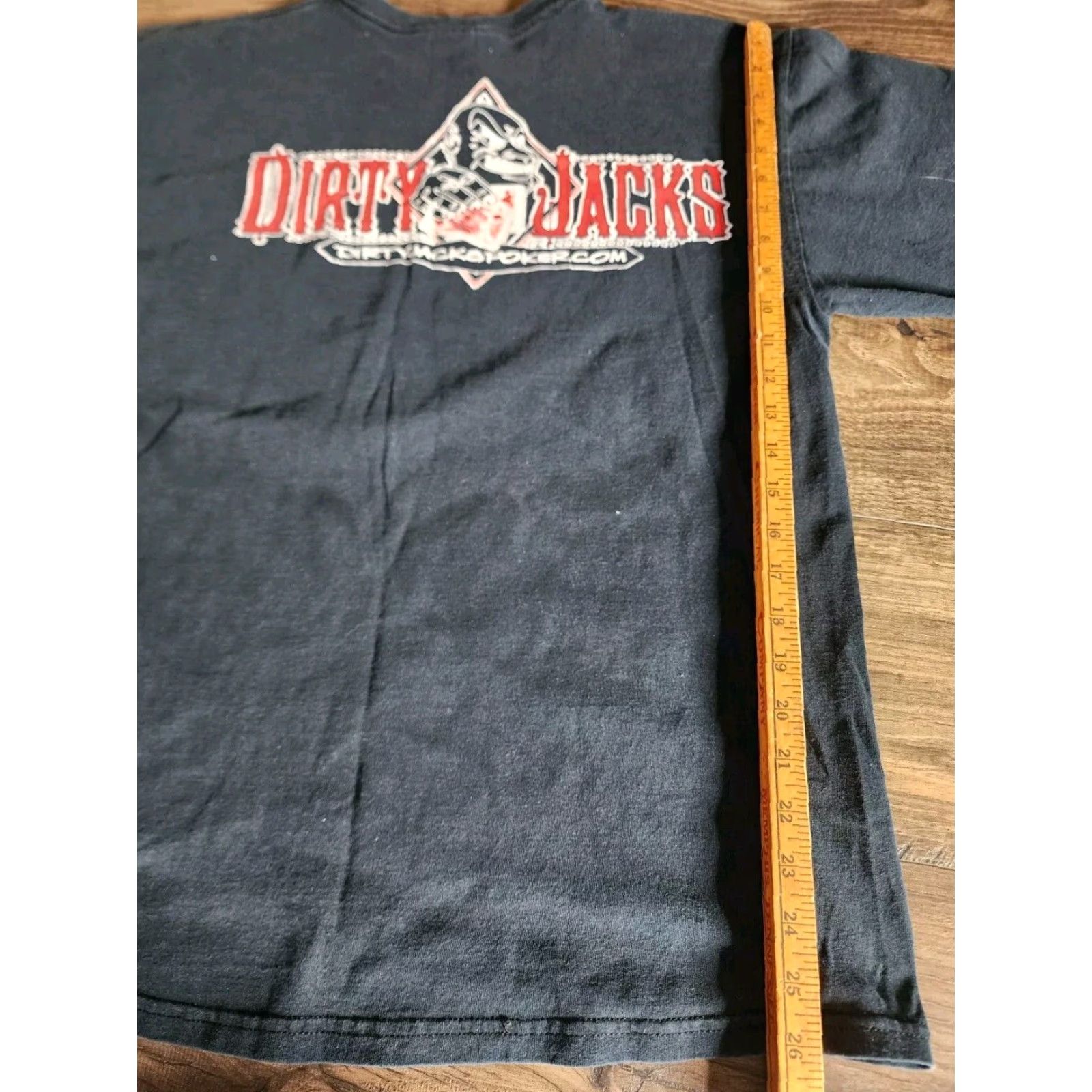 Gildan Gildan T-Shirt Mens L Black Poker Face Dirty Jack's Distressed Double Sided Size US L / EU 52-54 / 3 - 3 Thumbnail