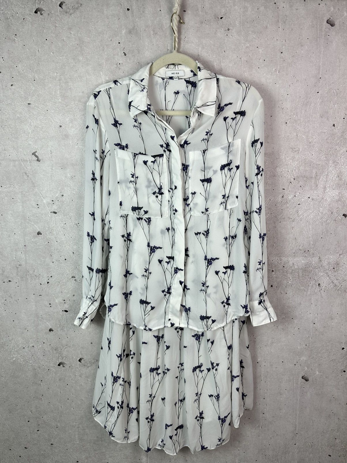 Reiss Reiss Aislin Print Flowers White Long Sleeve Shirt + Skirt Size S / US 4 / IT 40 - 5 Thumbnail