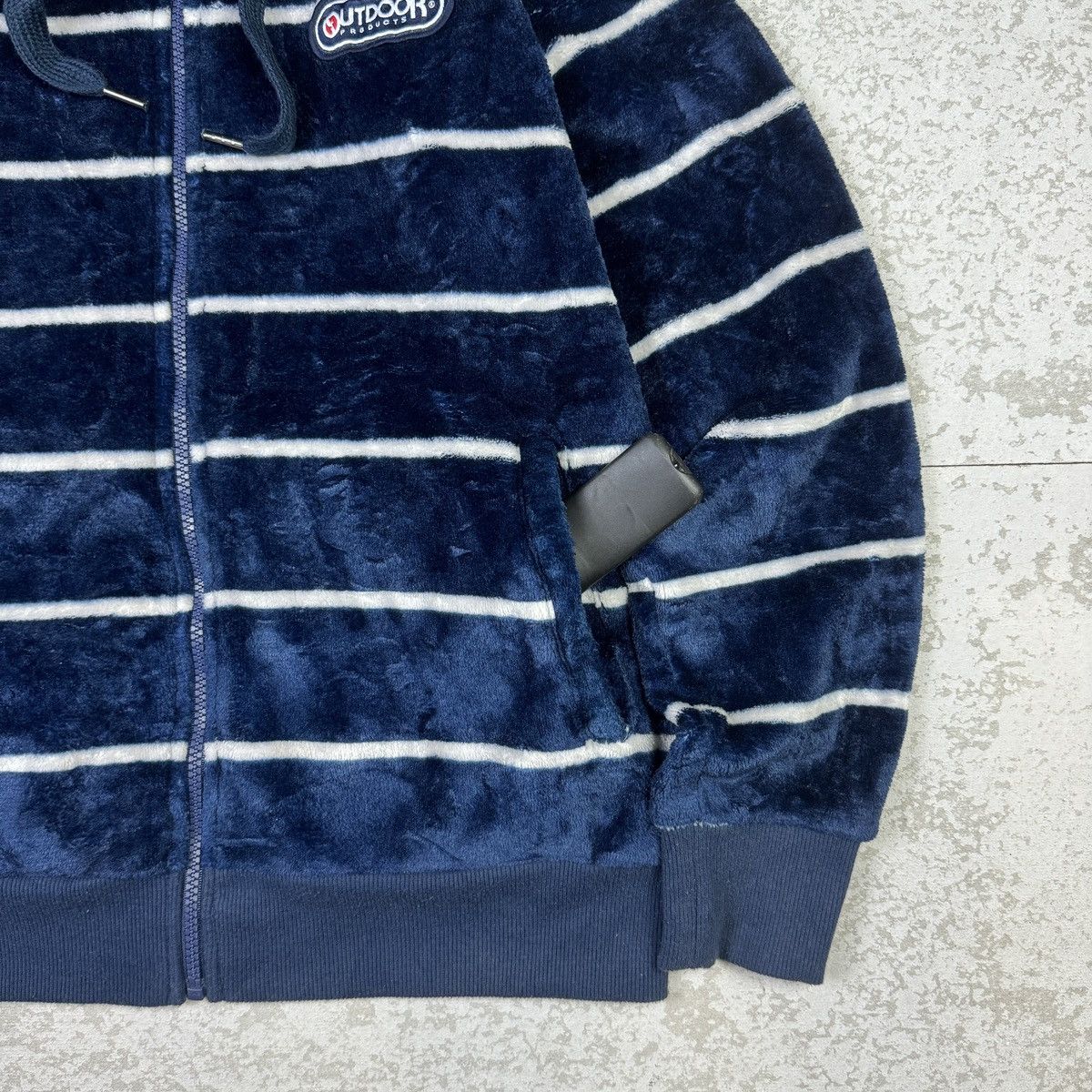 Japanese Brand Outdoor Products Stripe Matted Fleece Hooded Sweater Size US M / EU 48-50 / 2 - 6 Thumbnail