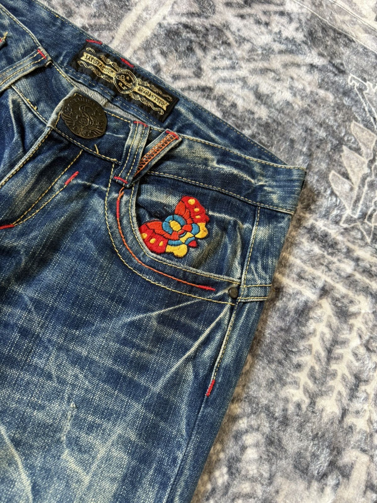 Hysteric Glamour Studio R.P Embroidered Bold Stitched Wide Flared Jeans Size US 28 / EU 44 - 18 Thumbnail