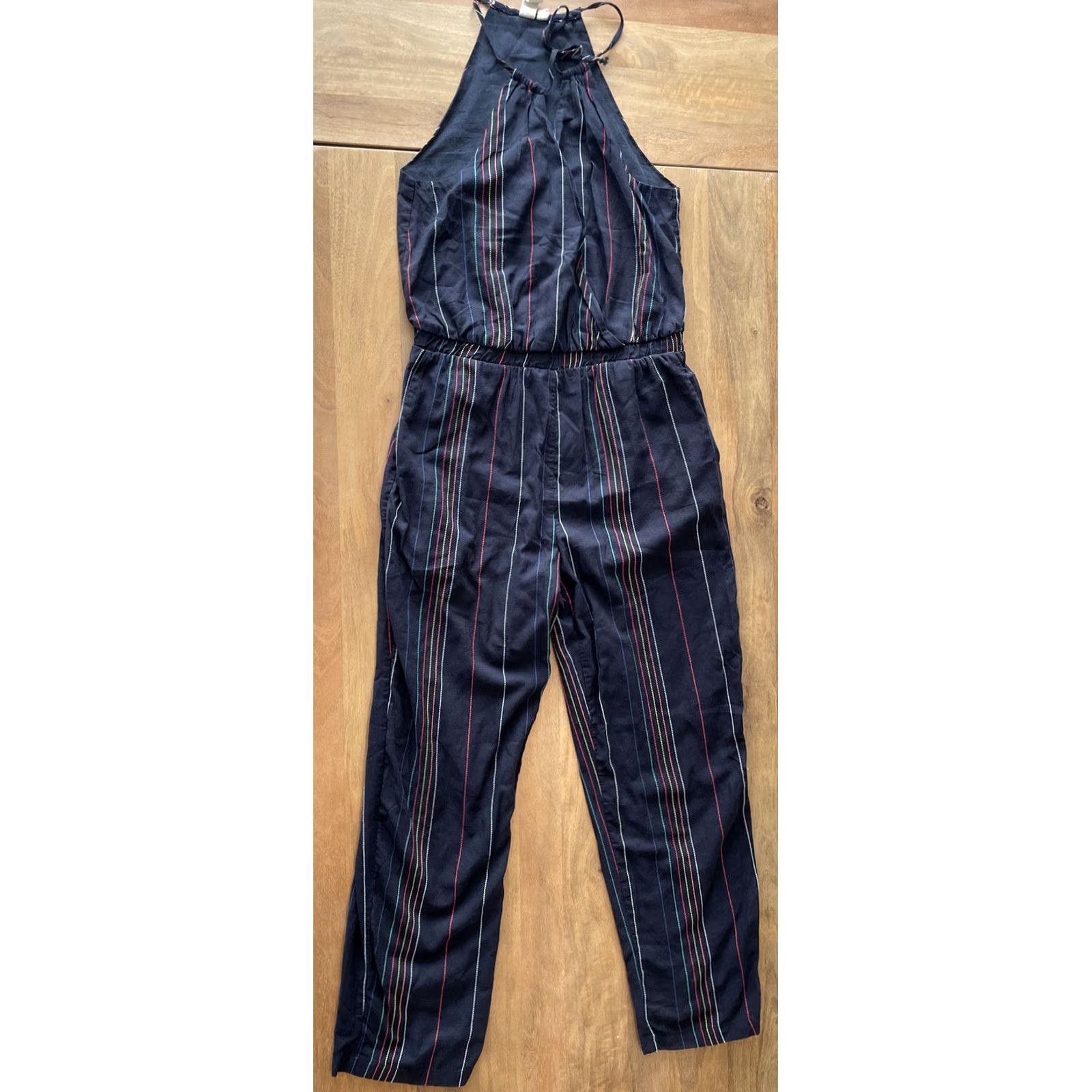 Anthropologie VINTAGE Anthropologie Dolan Left Coast Womens Striped Blue Romper Size S Made in USA Romper USA V-Neck Sleeveless Fringe Frendly? Size 28" / US 6 / IT 42 - 2 Thumbnail