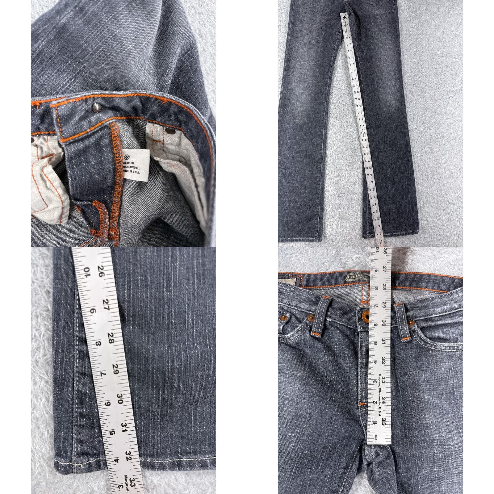 Vintage BIG STAR Jeans Women 26 Gray Denim Bootcut Low US Made Cotton 26x33 Distressed Embroidered Zipper 5-Pocket Regular Size 26" / US 2 / IT 38 - 8 Thumbnail