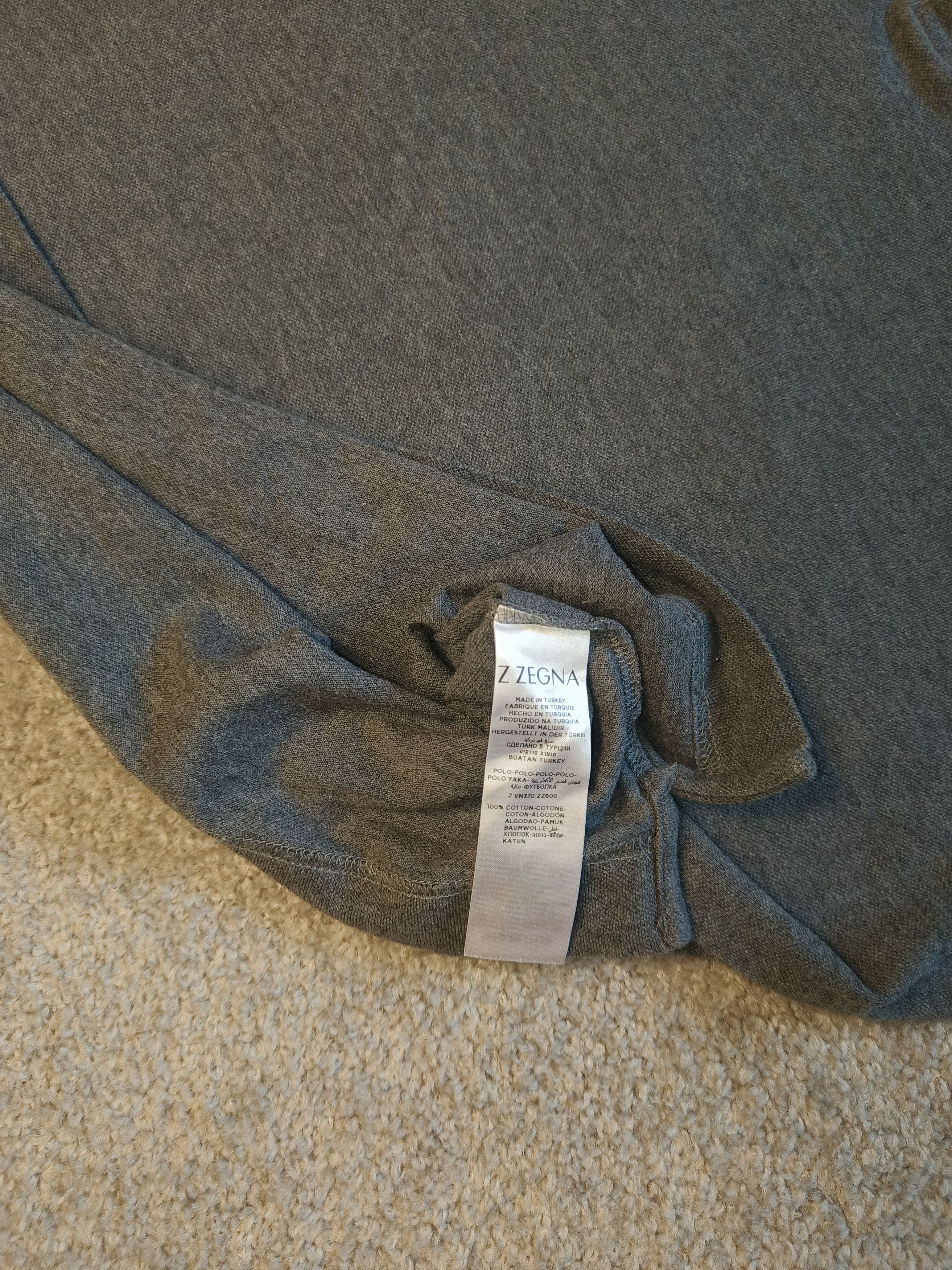 Z Zegna Z Zegna Grey Cotton Pique Polo T-Shirt XL Size US XL / EU 56 / 4 - 6 Thumbnail