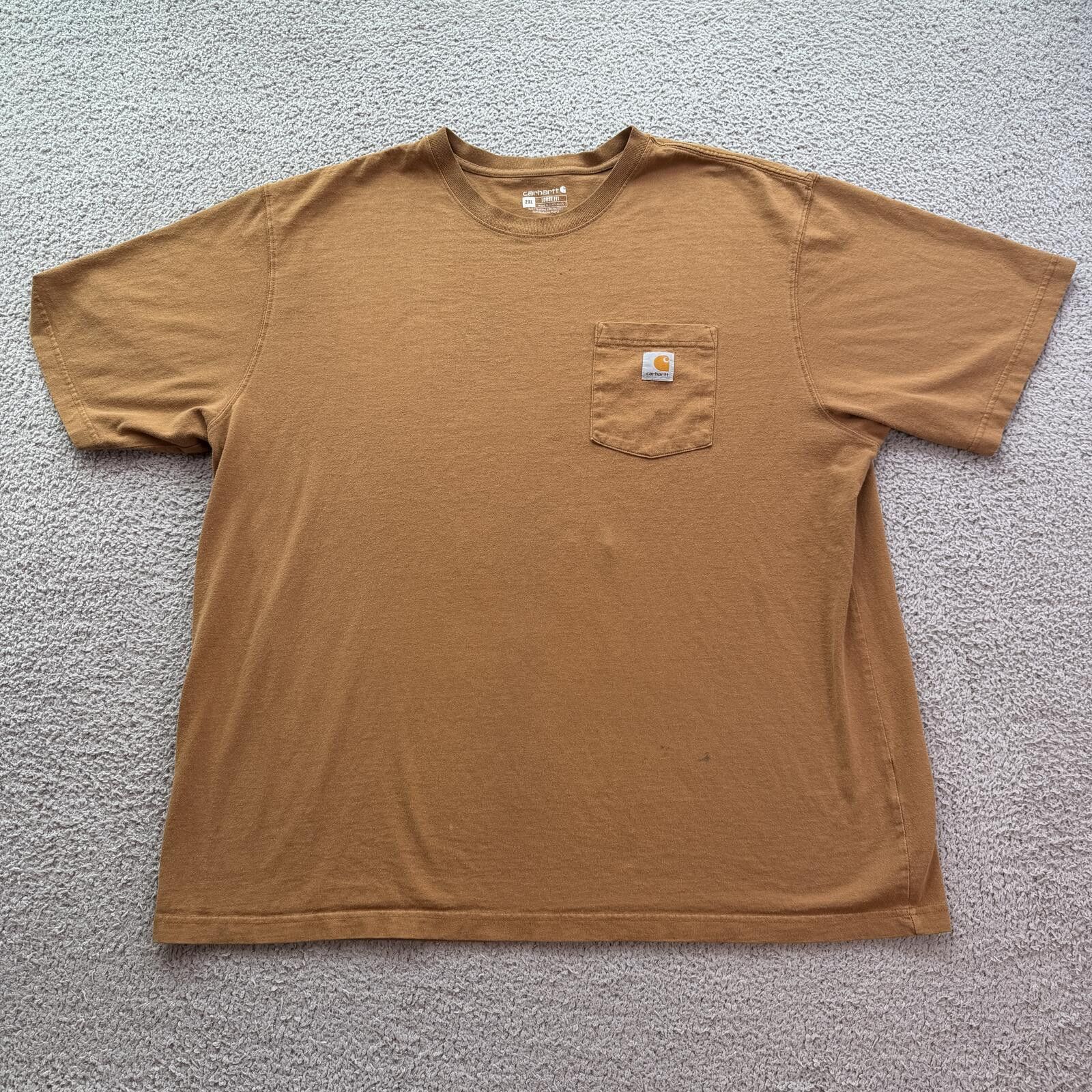 Carhartt Carhartt K87 Brown Pocket T Shirt Loose Fit Work Tee 2XL Size US XXL / EU 58 / 5 - 1 Thumbnail
