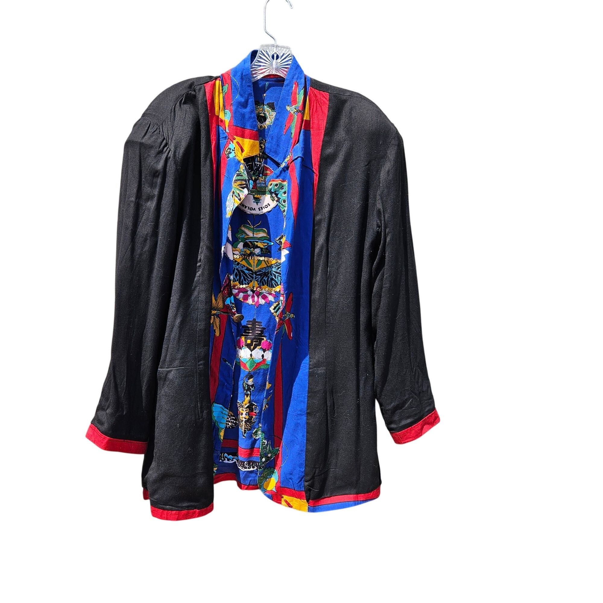 Vintage Symbol 2000 90s Beaded Soies Volantes Butterfly Blazer Rayon Size US L / EU 52-54 / 3 - 17 Thumbnail