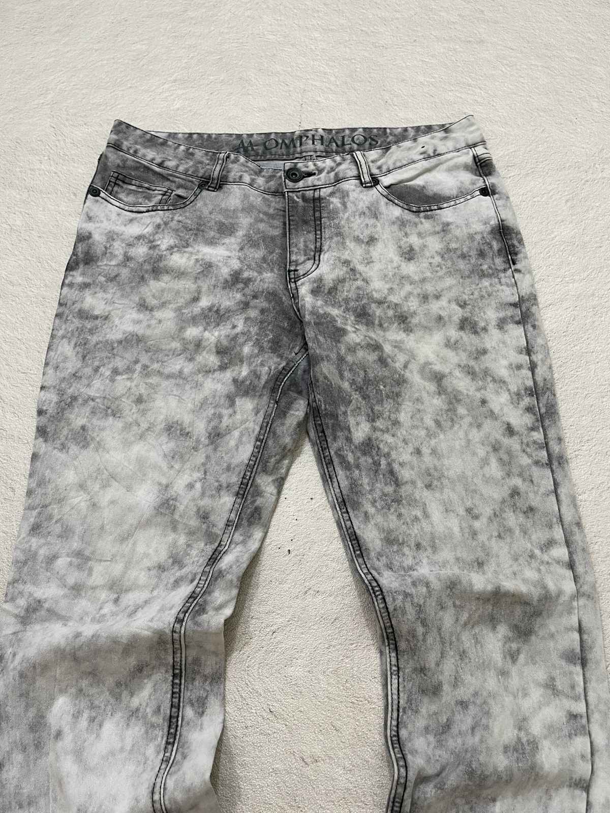 Japanese Brand 2000s Momphalos Grey Acid Wash Denim Pants Embroidered Y2K Size US 33 - 2 Thumbnail