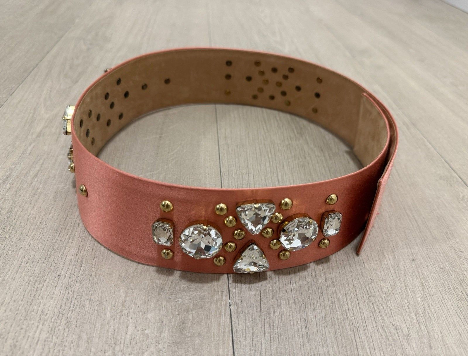 Blumarine Blumarine Womens Wide Belt Crystal Leather Silk Satin Italy Size ONE SIZE - 9 Thumbnail