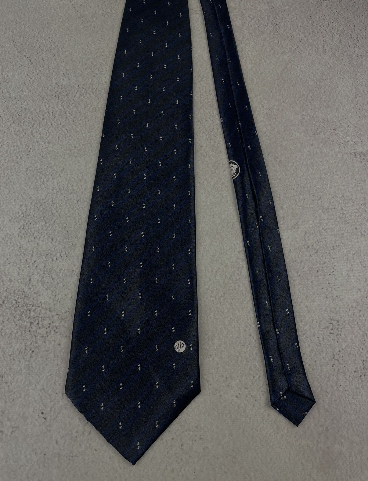 Versace Versace Classic V2 Silk Tie Navy Blue Striped Pattern Hand Size ONE SIZE - 2 Thumbnail