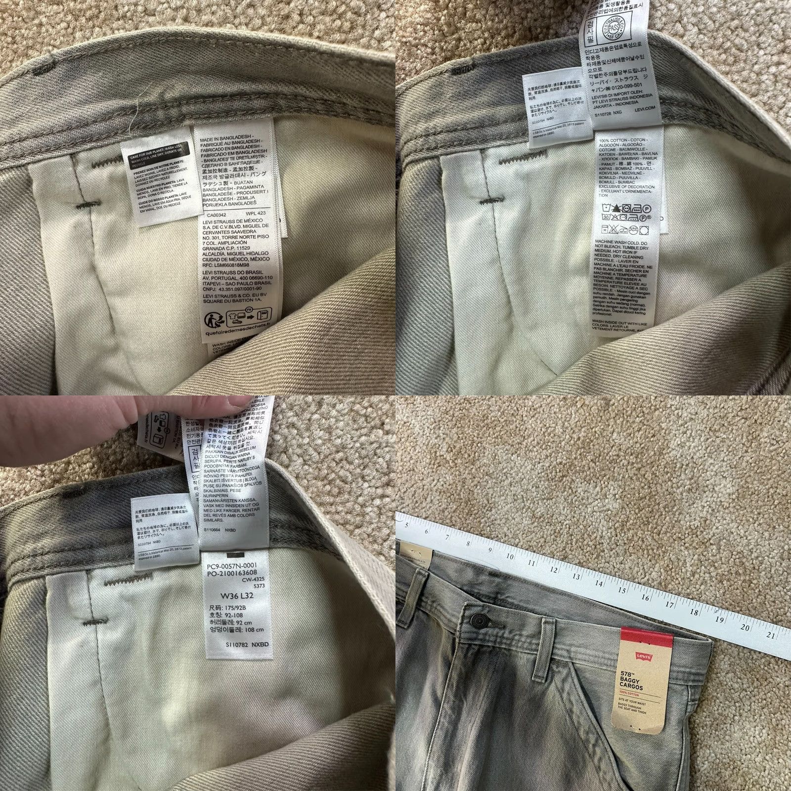 Levi's Levi's 578 Baggy Cargo Jeans Men 36x32 Gray Denim Cotton Vintage No 90s Accessories Pockets Baggy Relaxed Regular Wide-Leg Zip Front Size US 36 / EU 52 - 8 Thumbnail