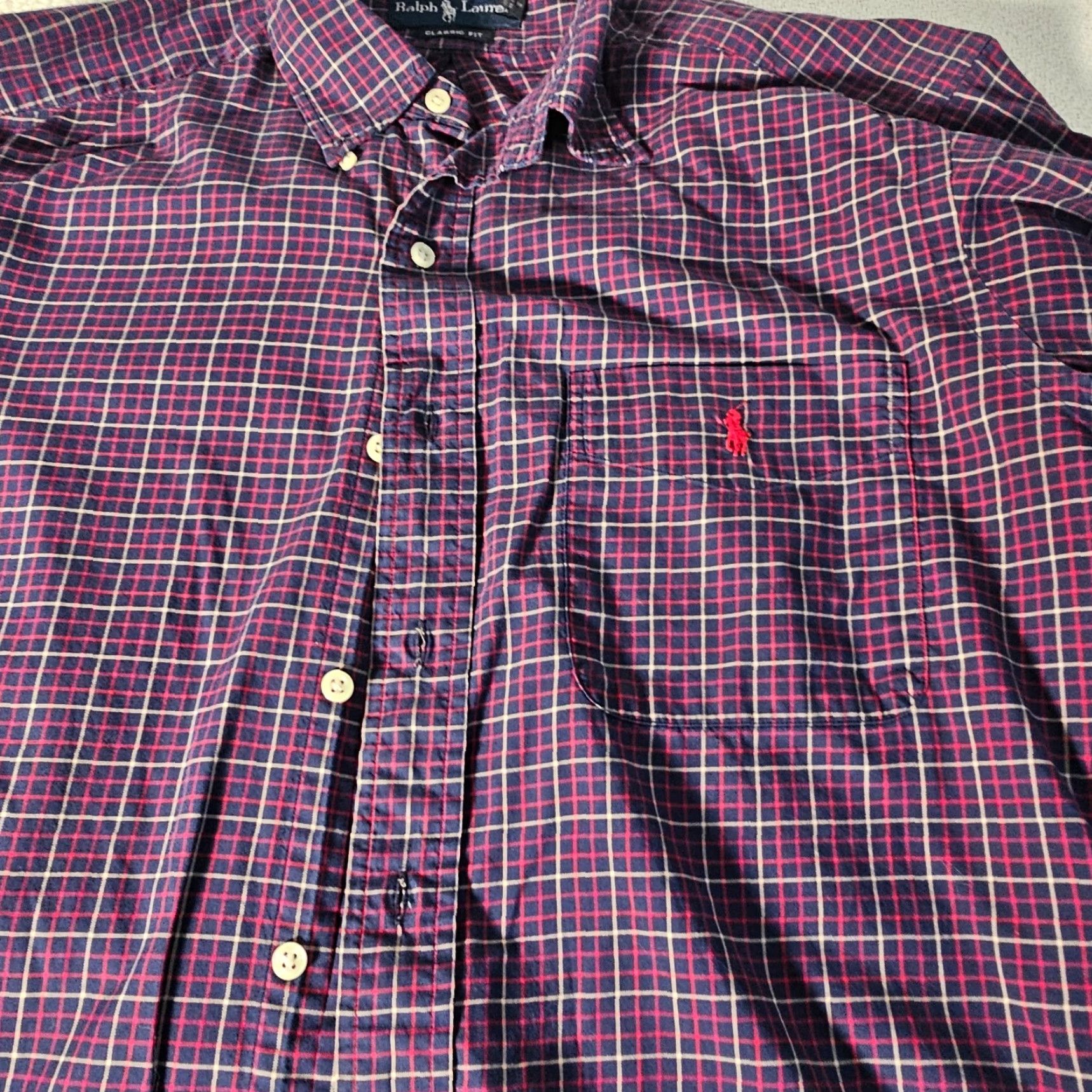 Ralph Lauren Ralph Lauren Button-Down Shirt Men M Classic Fit Red Pony Purple Plaid Shirt Size US M / EU 48-50 / 2 - 3 Thumbnail