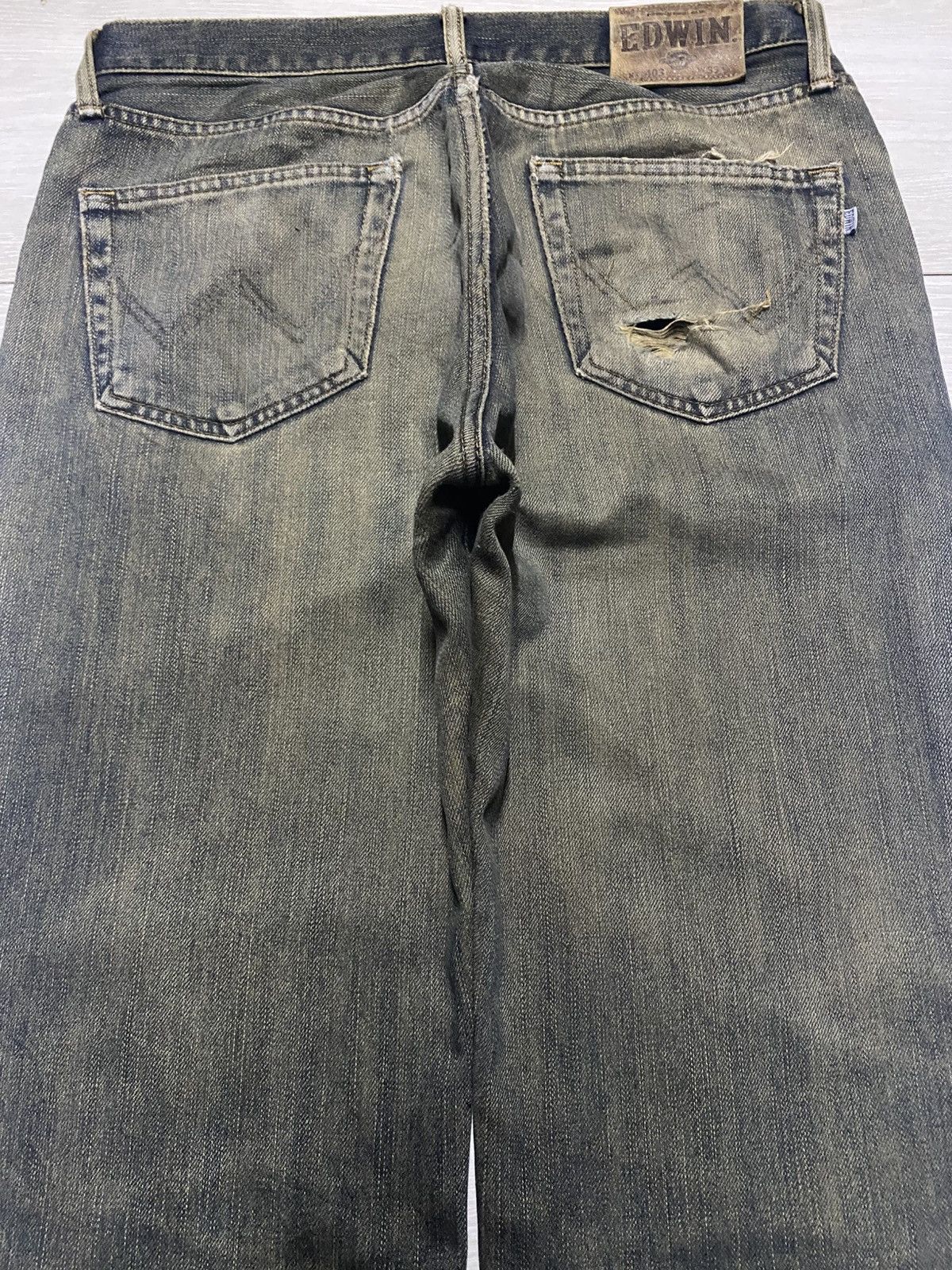 Junya Watanabe Vintage Japanese Brand Edwin 404 Mud Wash Distressed Jeans Size US 32 / EU 48 - 4 Thumbnail