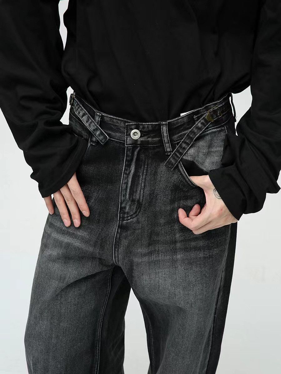 Japanese Brand × Jean Vintage washed black grunge straight leg jeans Size US 34 / EU 50 - 3 Thumbnail